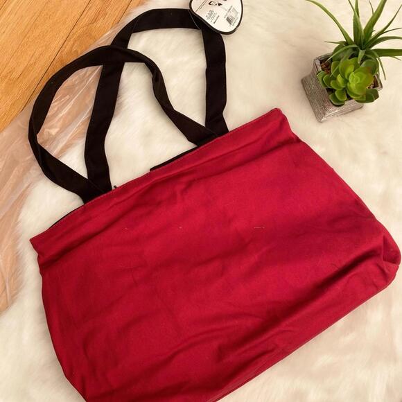 Betty Boop Red Canvas Tote Bag with Black Handles - Picture 4 of 5